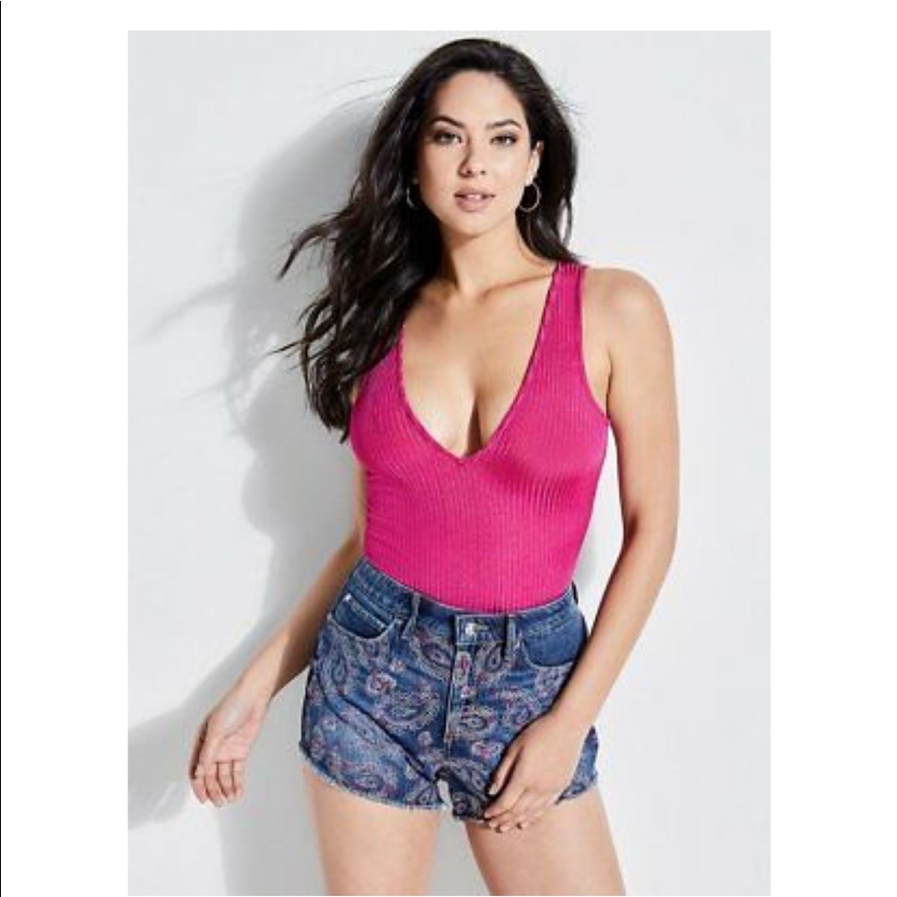 GUESS Bright Pink Bodysuit NWT size L